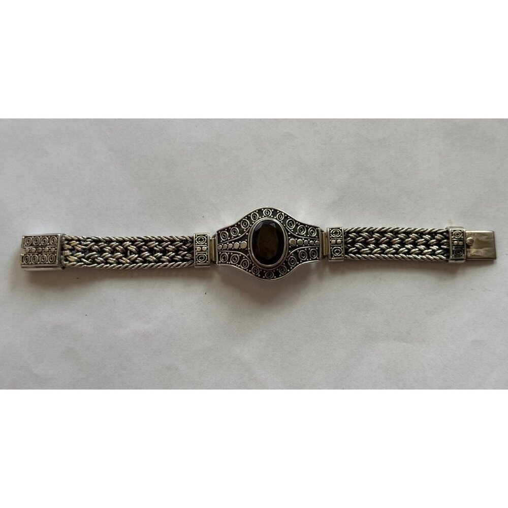 Size 6 Unbranded 925 Sterling Silver Slide Closure Bracelet w/29.5mm Face